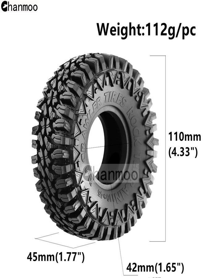 Chanmoo 1.9 RC Crawler Tires With Foam Soft Rubber Mud Slingers Grappler Wheels Tyres For 1/10 Scale RC Car Traxxas TRX4 RC4WD D90 Axial SCX10 II TF2 Gen8 Tamiya CC01 1.9 Inch Beadlock Rims 4PCS - Image 2